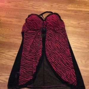 Hot pink and black zebra mesh nighty